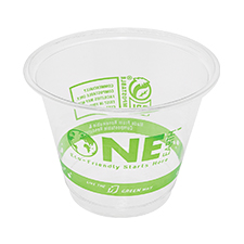 KE-KC9G 9OZ CLEAR PLA CUP ONE EARTH STOCK PRINT KARAT