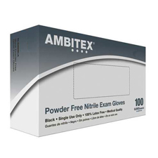 NXL200BLK AMBITEX BLACK XL NITRILE EXAM GLOVES 10/100 